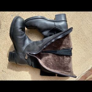 Pajar Tall Black Leather & Suede Boots Shearling Lined Size 10 Unworn